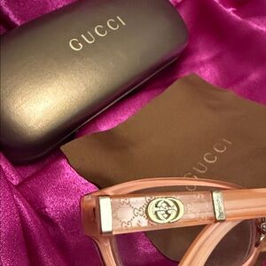Gucci Eyeglasses Gg 3527-Rs8 140, Brown Coral Rectangular/cat glasses. ITALY